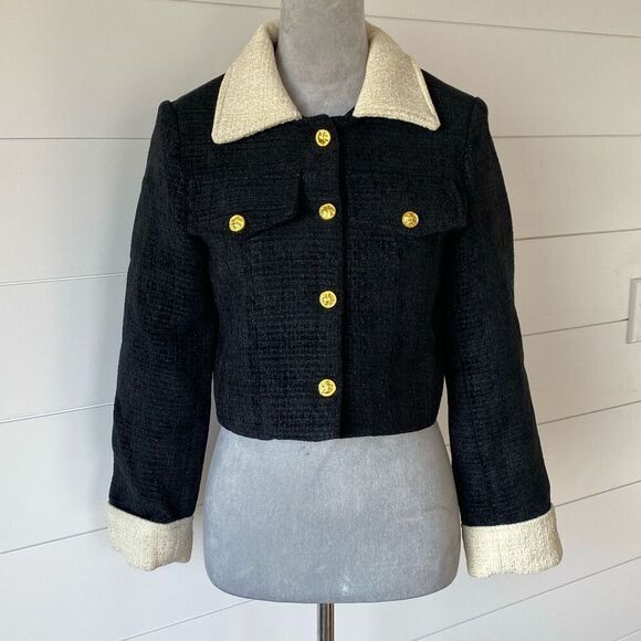 Moon River Long Sleeve Gold Button Closure Cropped Blazer Size XSmall - Picture 1 of 9